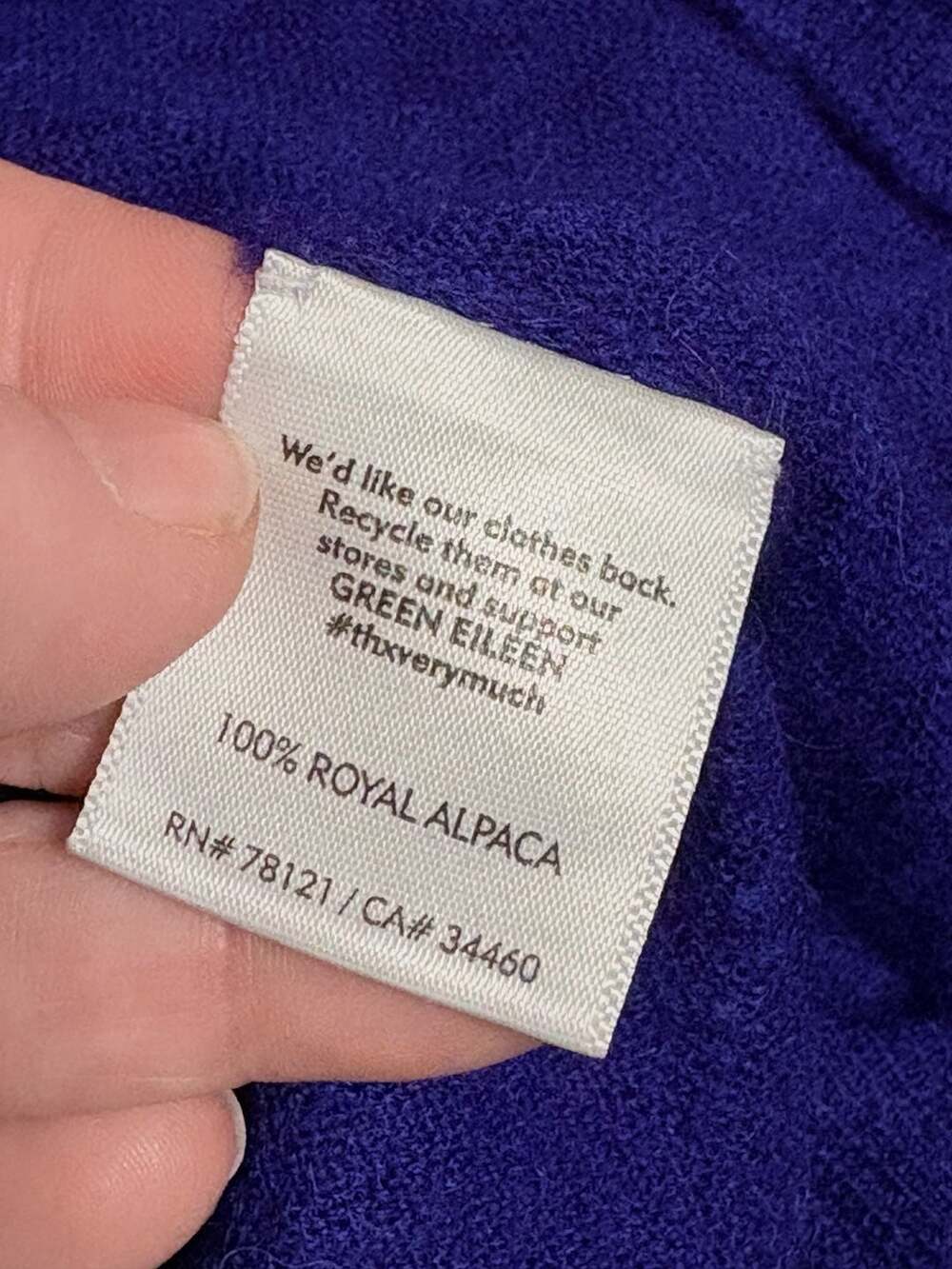 Eileen Fisher 100% Royal Alpaca V-Neck Boxy Sweater #816 - Picture 4 of 7